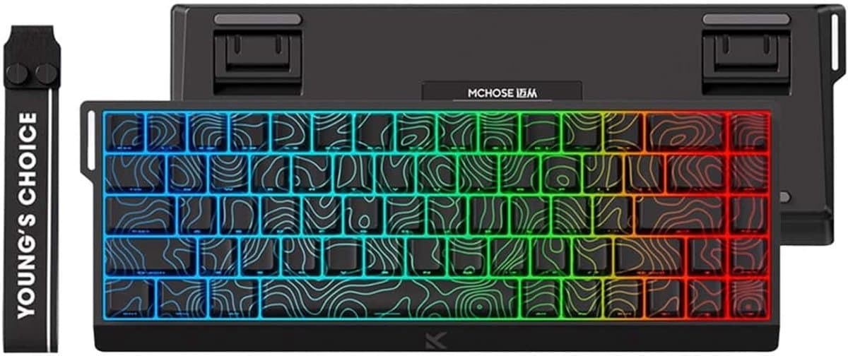 MCHOSE Ace68 E-sport - Zwart Topographic 65% Hall Effect Uranus Magnetische Switch eSports 8K Hz RGB Hotswap Mechanisch Gaming Toetsenbord (MC-Ace68-20)
