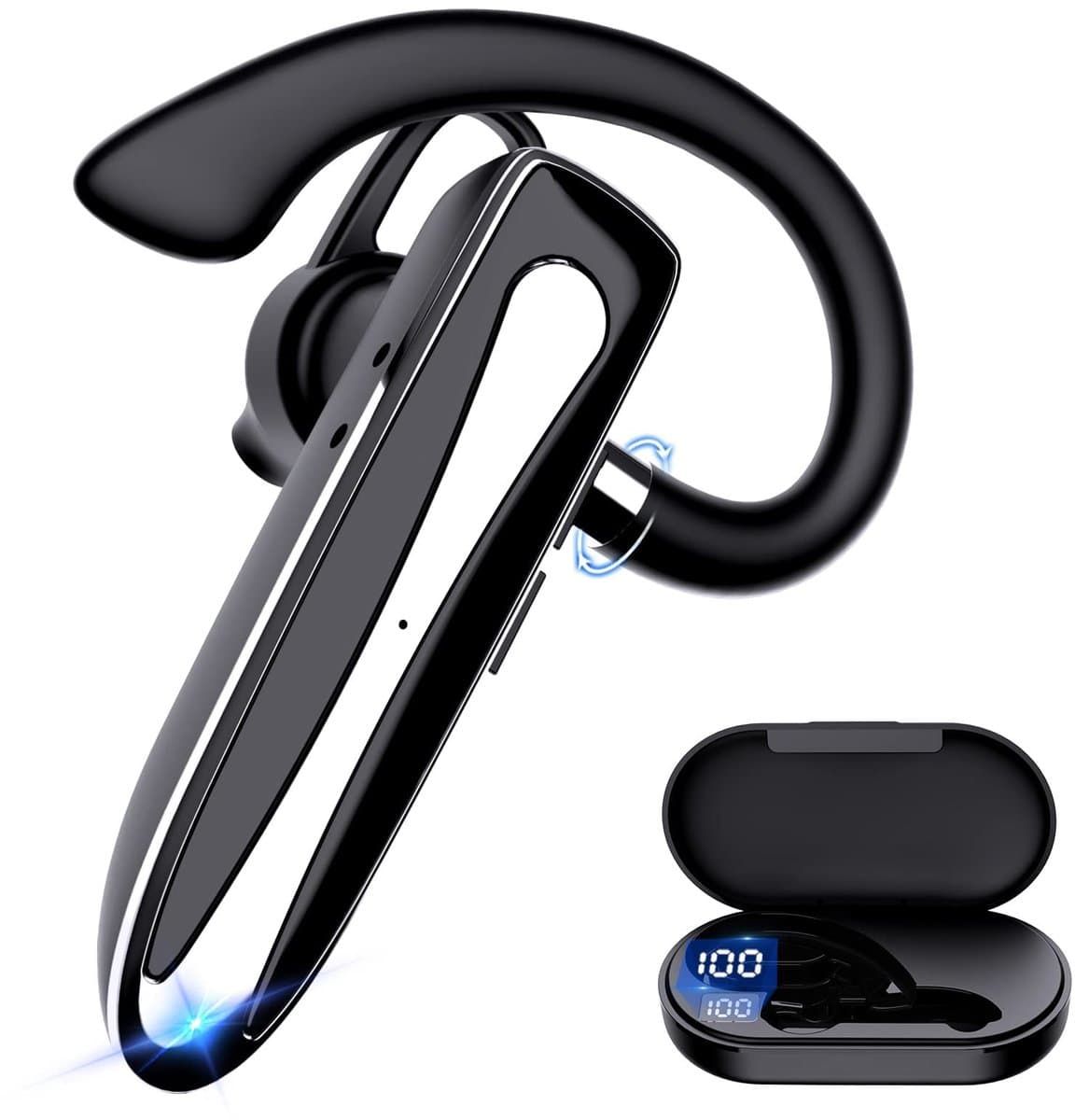 Ynkkvre - Bluetooth-headset - Draadloos headset - Headset met microfoon - Handsfree headset - In-ear Bluetooth-headset - CVC 8.0 ruisonderdrukking - Tot 24 uur gesprekstijd - Comfortabele 360° rotatie - Dubbele apparaatverbinding