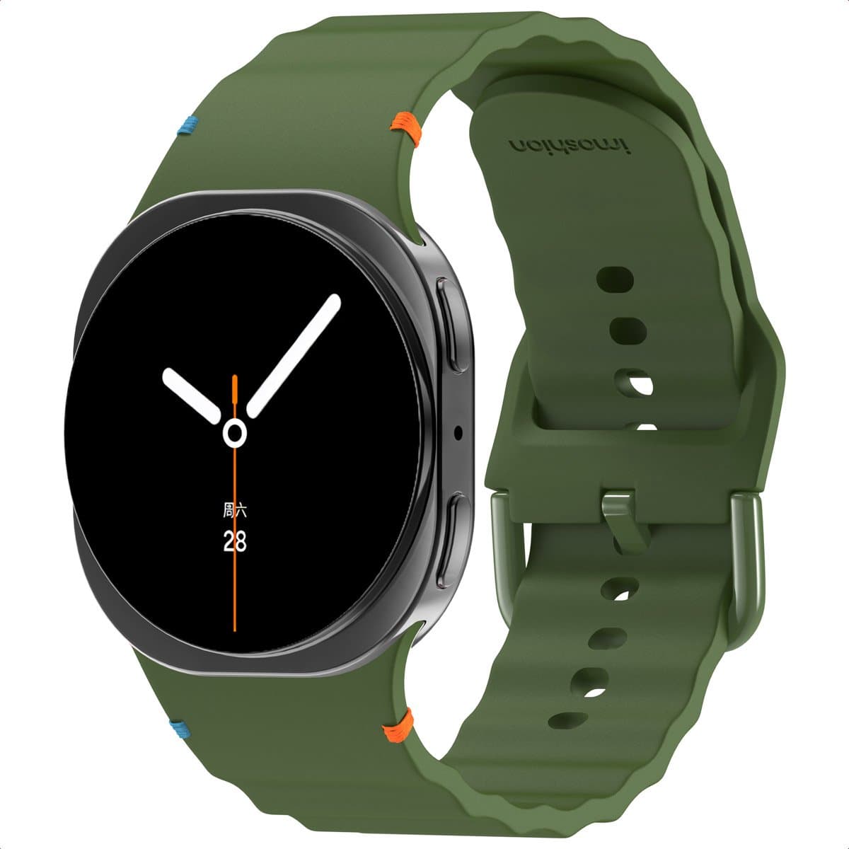 Wave Siliconenband - Geschikt voor Samsung Galaxy Watch 8 (40/44mm) / Classic (46mm) - Donkergroen