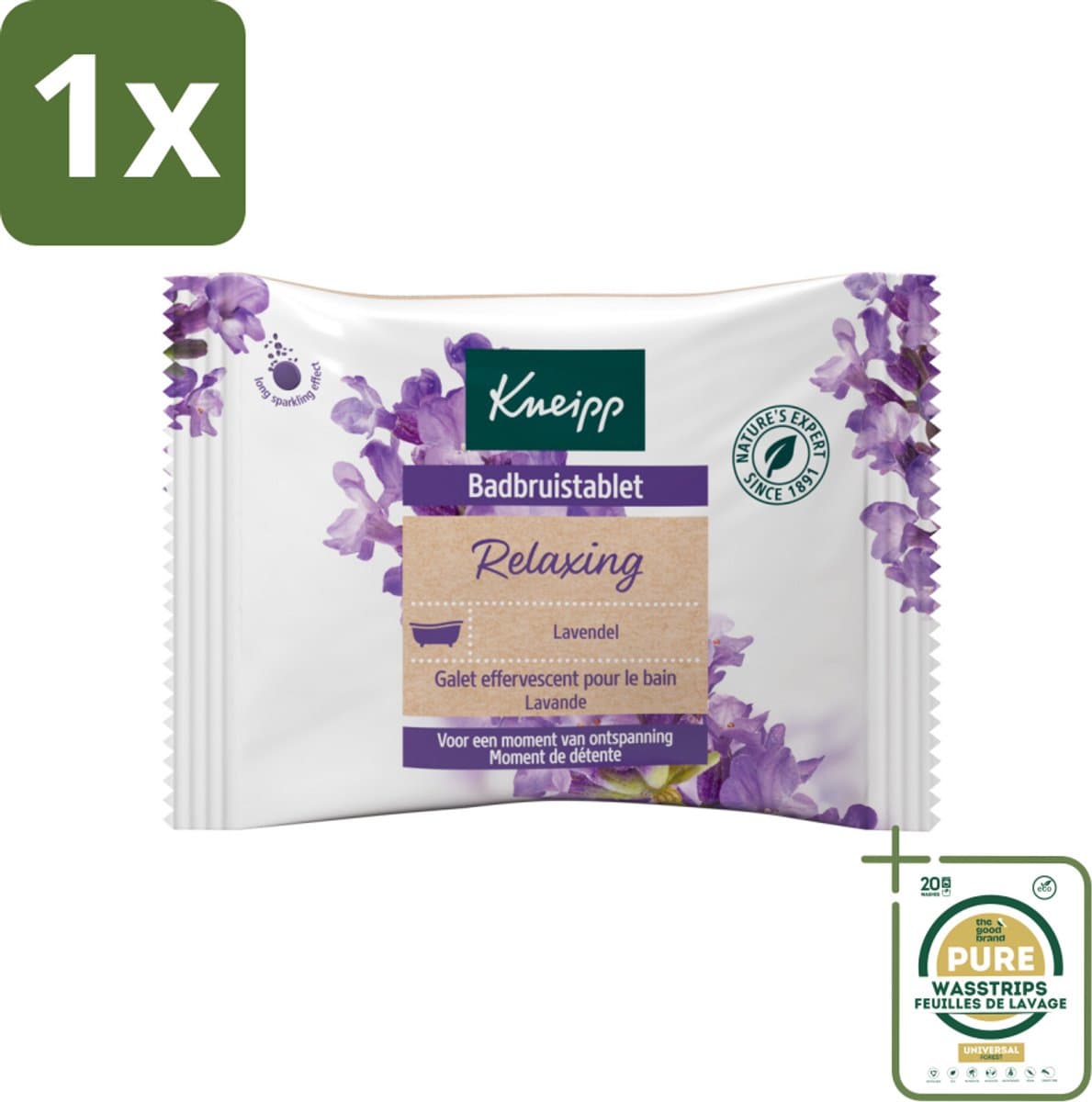 1 x Kneipp - Badbruistablet - Lavendel- Badbruistablet Lavendel - Ontspanning - Stressvermindering - Rust - Natuurlijke Geur