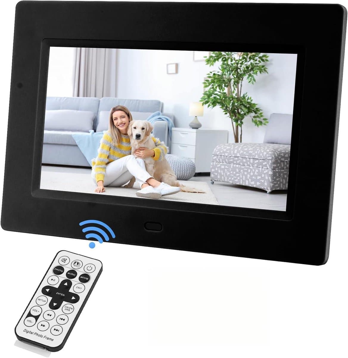 TuseRxln Digitale Fotolijst 7 Inch - Digitale Fotolijsten - Hd+ Ips Display Met 1024X600 Resolutie En 140° Kijkhoek - 1 Stuk - Thuis/Zwart