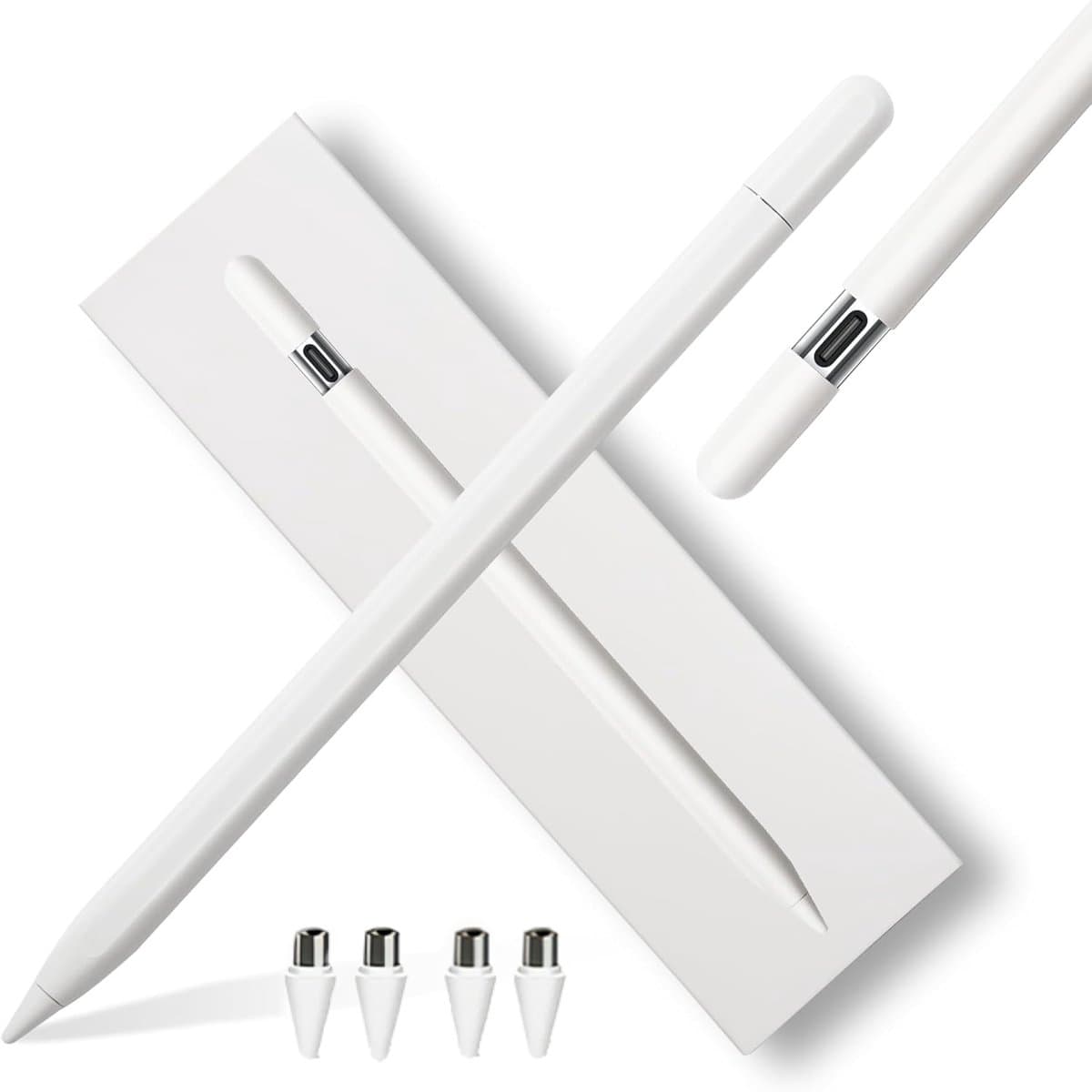 Stylus Pen -capacitieve Pen(alleen voor appel) -Geschikt voor Apple iPad modellen vanaf 2018- Apple pencil alternatief- Palm rejection-Gevoel van kanteldruk-easy to operate-strong magnetic suction- 4 extra punten