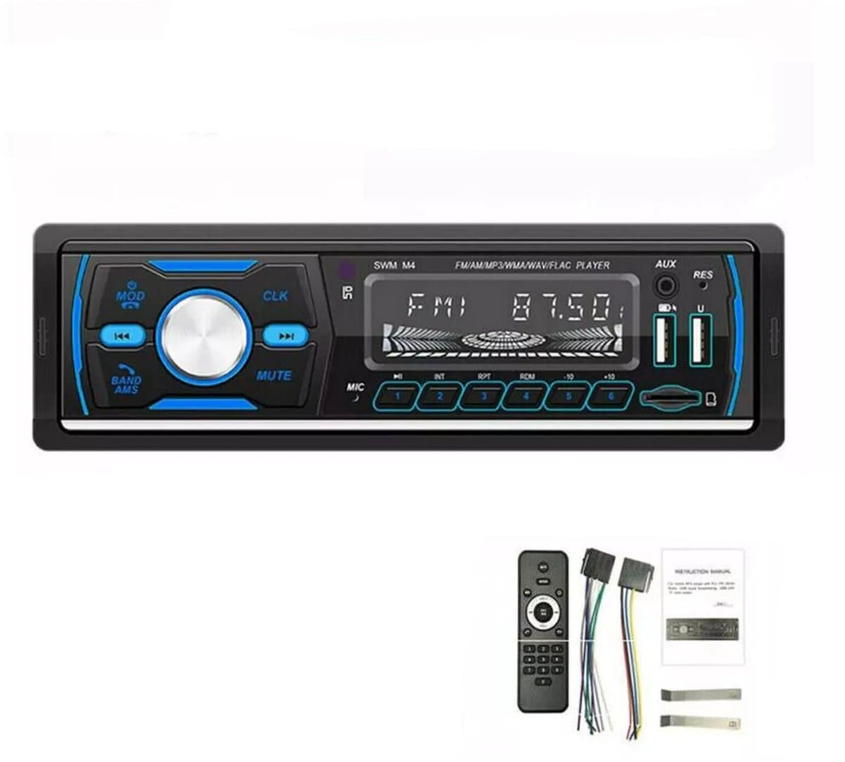 ESSGOO Autoradio - Autoradio met Bluetooth - 1 Din Autoradio - Handsfree bellen - Meerkleurendisplay - DAB+USB Oplaad poort - FM-Radio