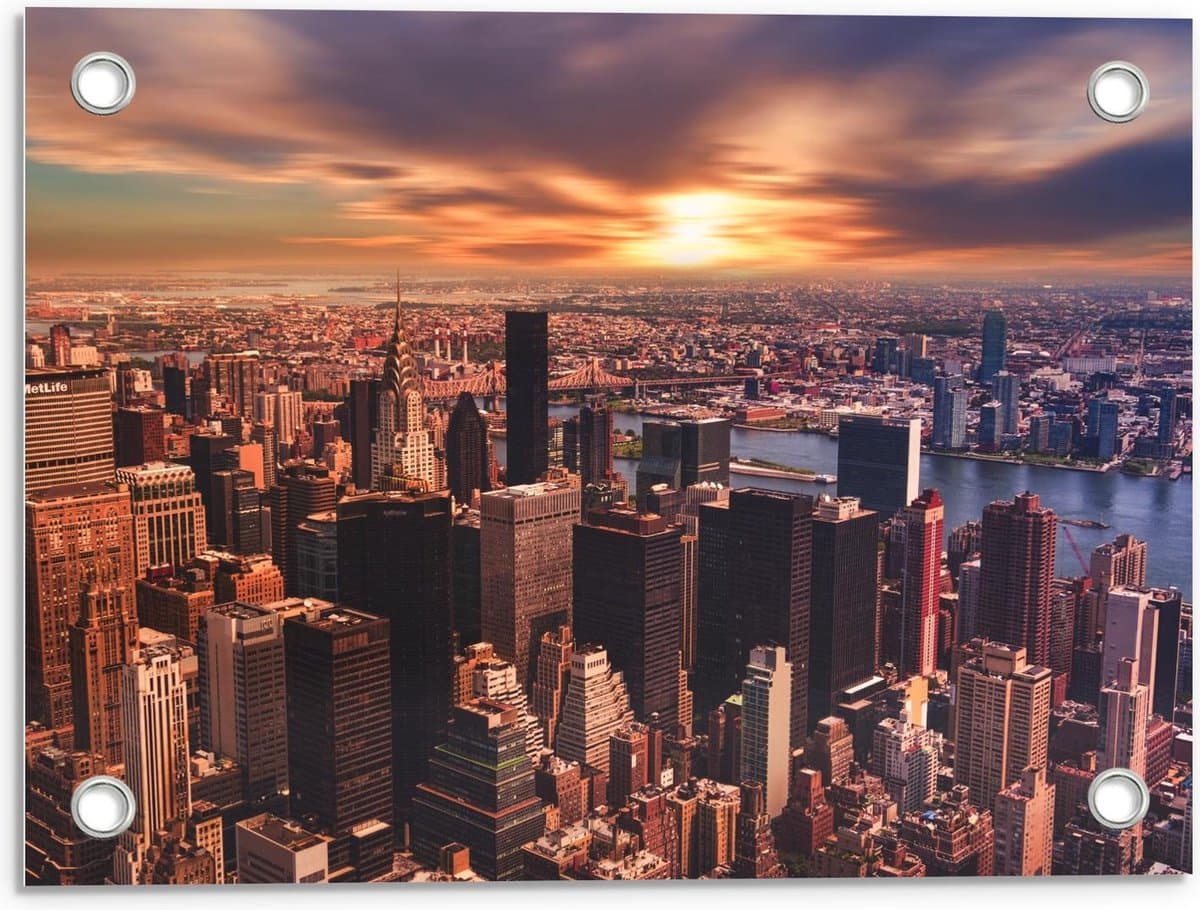 Tuinposter – Grote Stad van Boven Gefotografeerd - 40x30cm Foto op Tuinposter (wanddecoratie voor buiten en binnen)