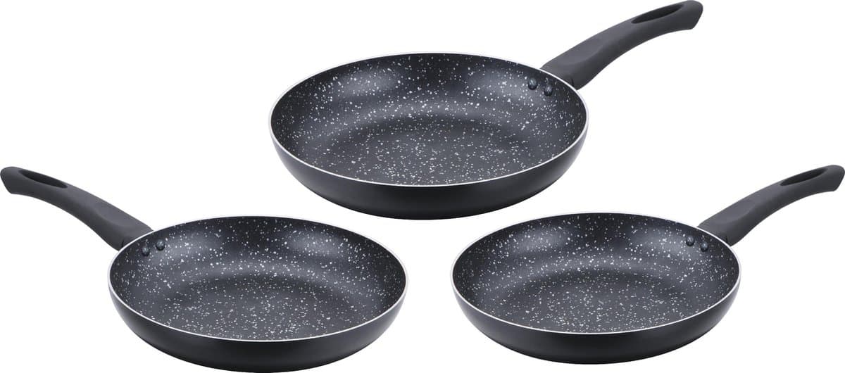 Cenocco Set van 3 Koekenpannen met Marmeren Coating Koper