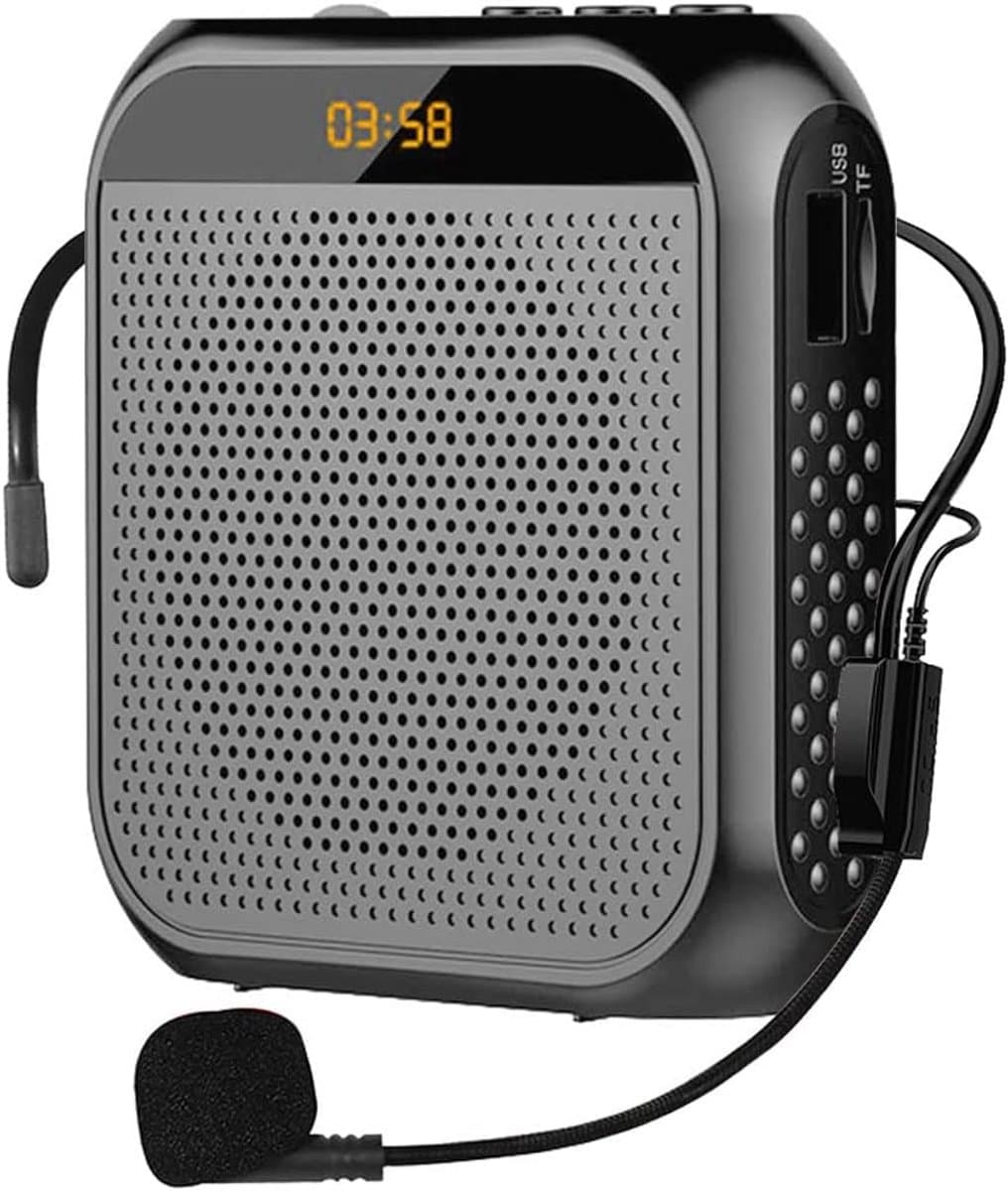 Draagbare Voice Amplifier met Headset Microfoon - 8W Luidspreker Systeem - Oplaadbare Draagbare PA voor Docenten, Training, Vergadering, Gids, Yoga, Klaslokaal - Zwart