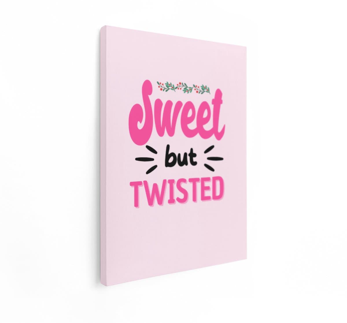 Artaza Canvas Schilderij Quote Sweet But Twisted - 30x40 cm - Wanddecoratie Roze Tekst - Muurdecoratie Kinderkamer - Schilderijen Op Canvas