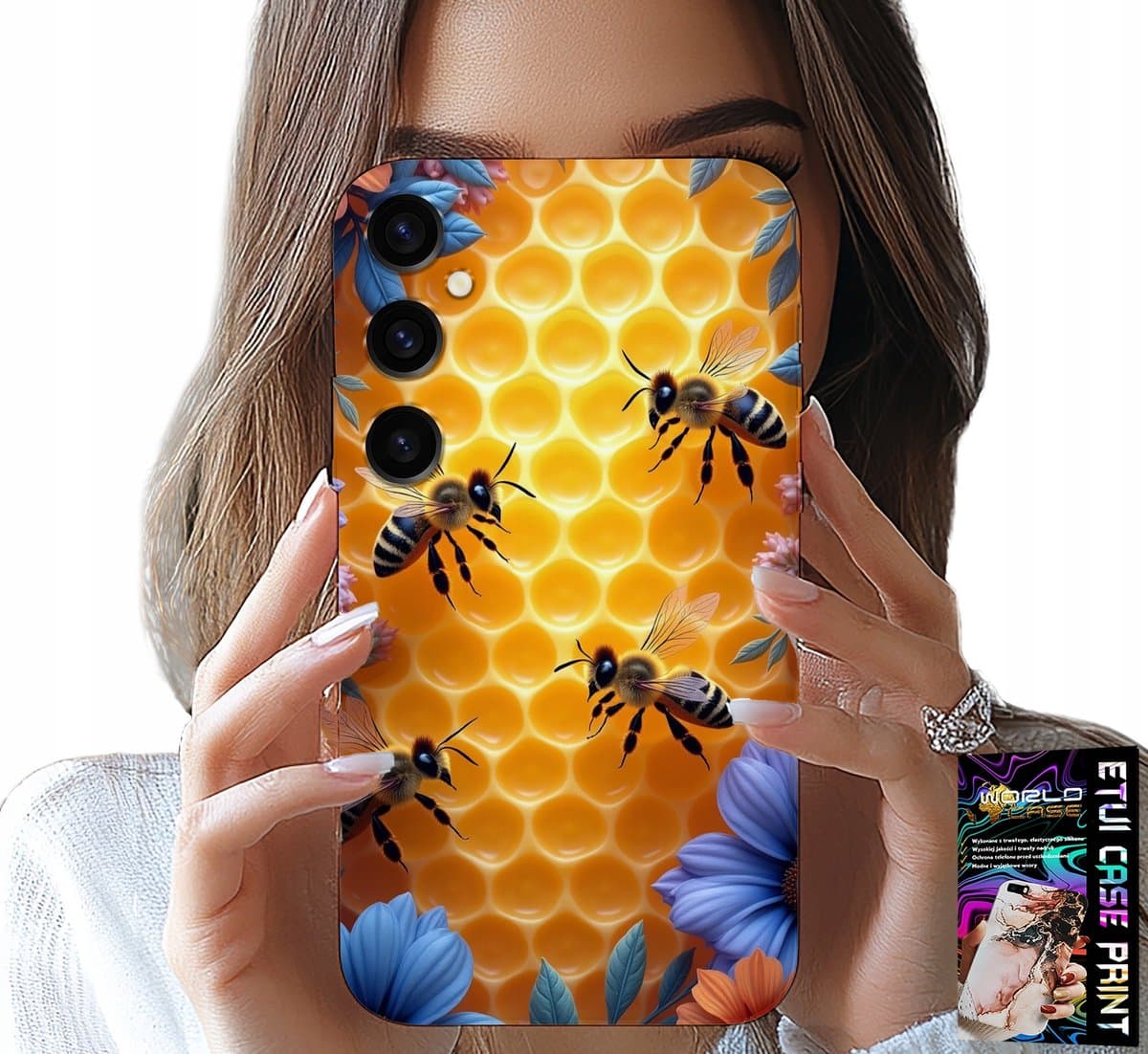 HOESJE VOOR SAMSUNG GALAXY A13 5G - ACHTERKANT MET BIJENKORF EN HONINGRAAT