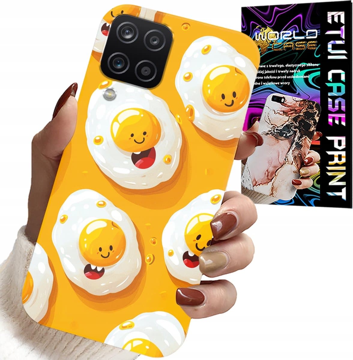 HOESJE VOOR SAMSUNG A12 / M12 - LEUK HOESJE MET LACHENDE EIEREN + FILM