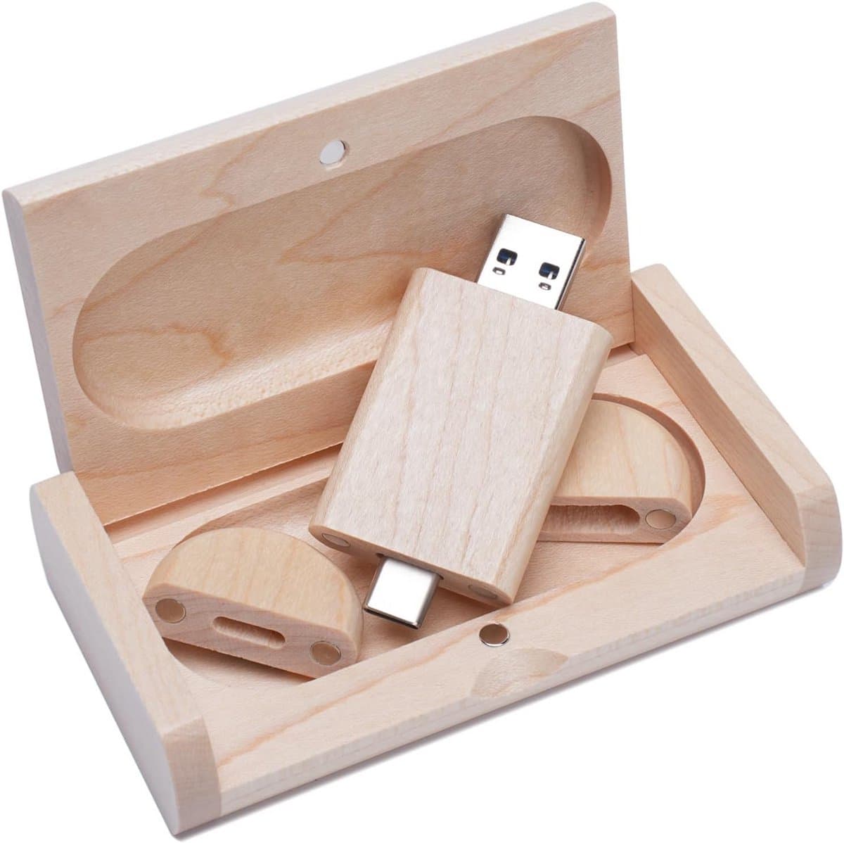 Geheugenstick USB-C 128 GB Houten Usb-Flashdrive voor Telefoon Pc Laptop