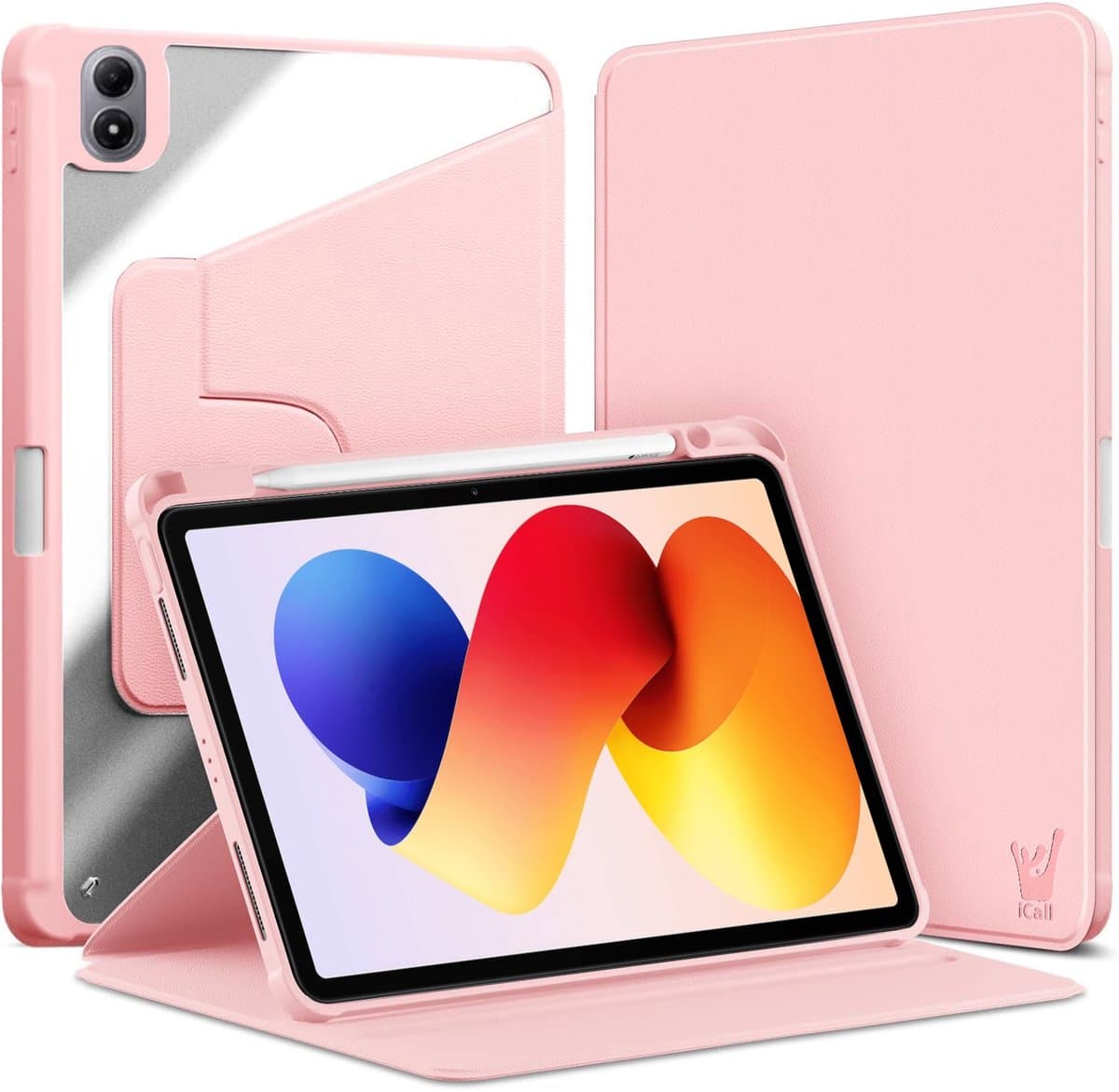 Hoes geschikt voor Xiaomi Redmi Pad 2 Pro 12.1 inch – 360° draaibaar – Met pencil houder – Roze