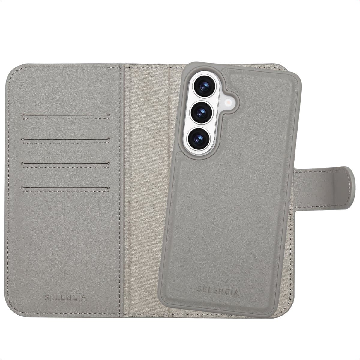 Selencia Hoesje - Geschikt voor Samsung Galaxy S26 - Olyn Uitneembare Bookcase met Magnetische Ring - Grijs