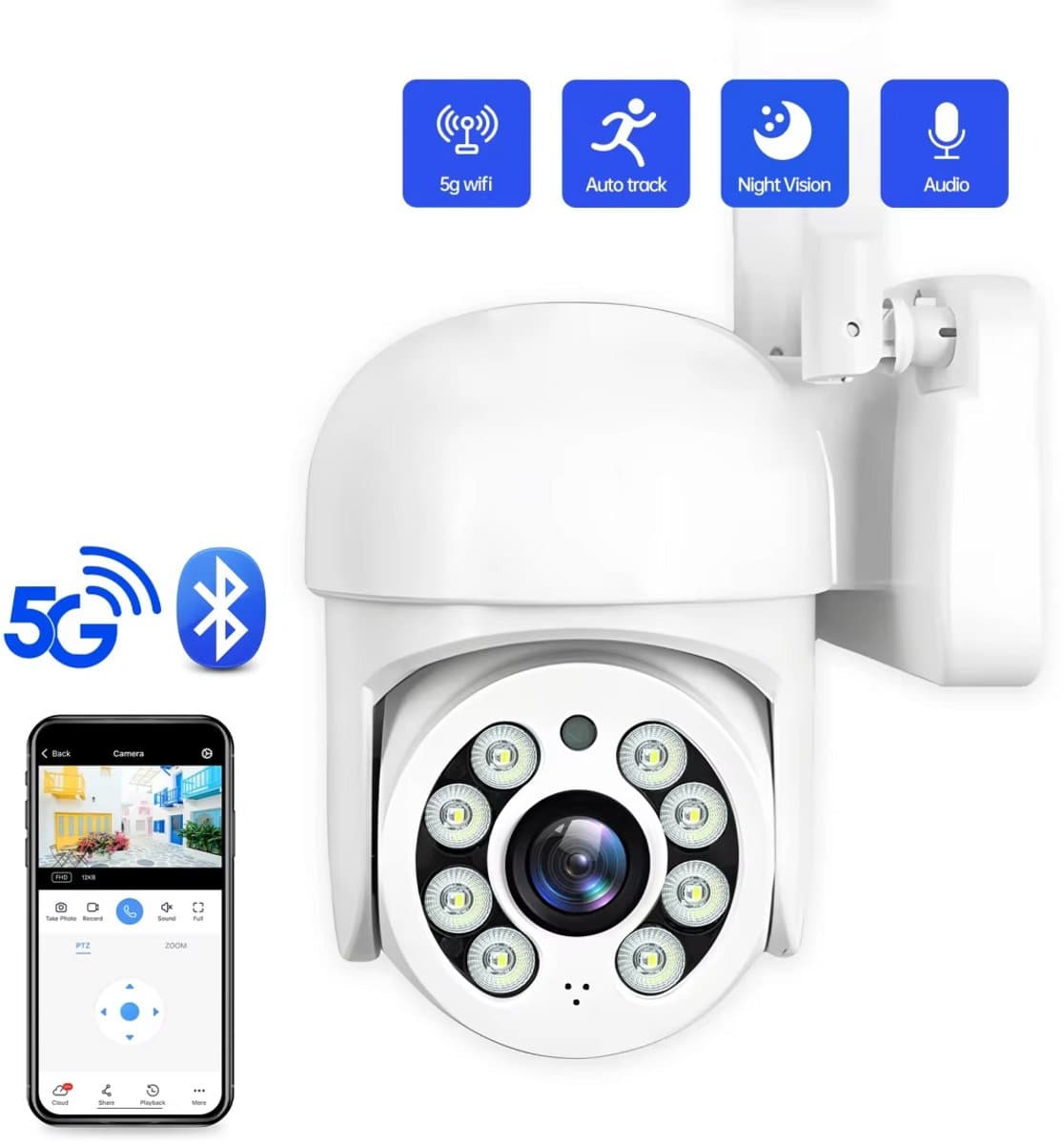 Buiten camera, 3MP, met geheugen kaart slot. Werkt op de Tuya en Smartlife app. (GRATIS APP ZONDER RECLAME OF ABBONEMENT)