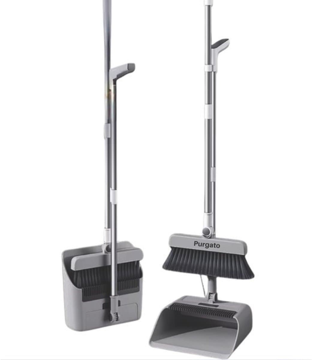 Purgato Stoffer en Blik met Lange Steel - 4in1 - Bezem - Wisser - Schoonmaaktanden - Binnen & Buiten