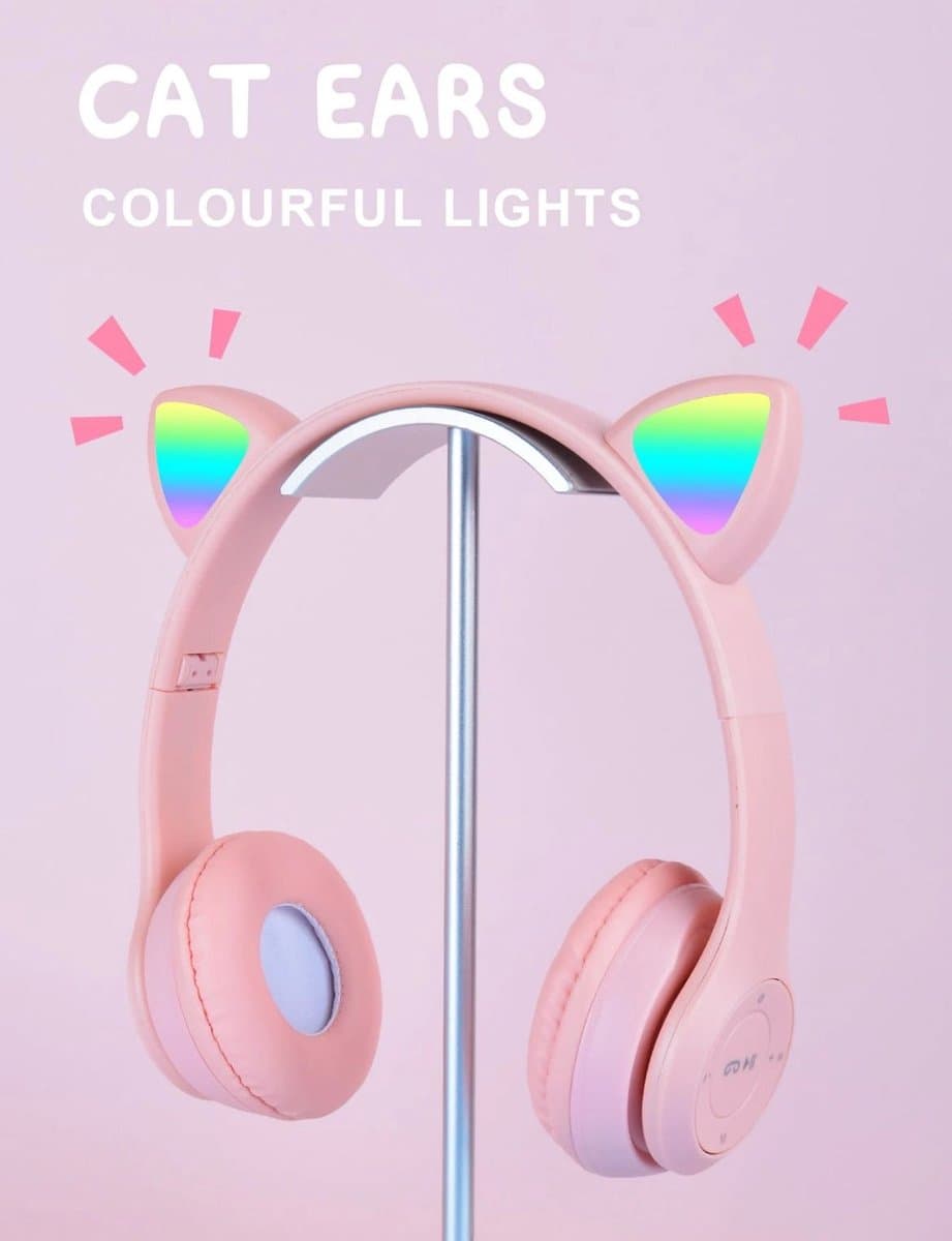 Draadloze Koptelefoon – Kattenoren – Met LED-licht – Bluetooth