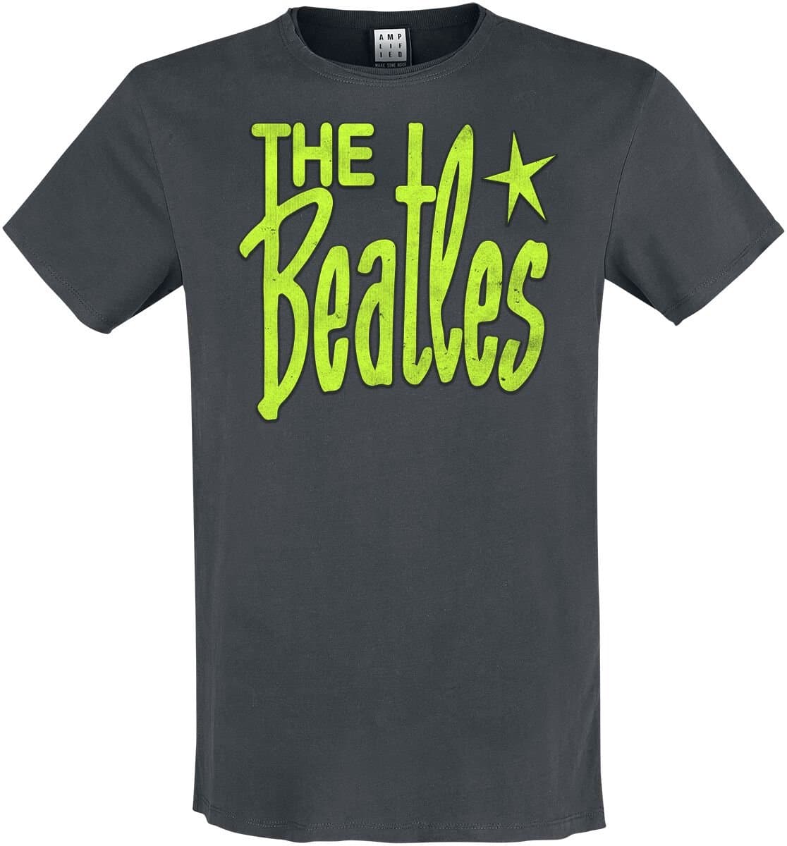 Beatles Amplified Collection - Retro Logo Neon Green Heren T-shirt - houtskool - S