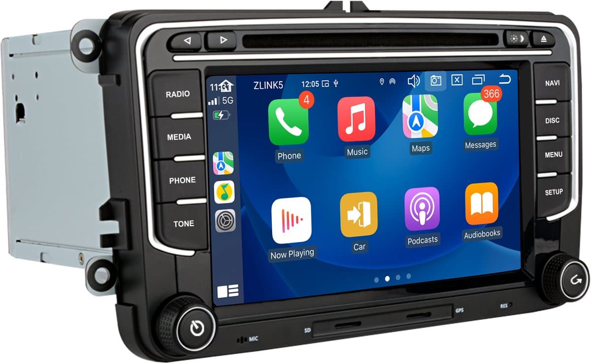 JUNSUN Autoradio met CD Speler - Geschikt voor Golf 5 6 Tiguan Crafter Passat, - Android 15 - 4+64 GB - Draadloos Carplay & Android Auto - Octa-Core & GPS Navi & SWC & Bluetooth & Wifi 4G & DSP & USB