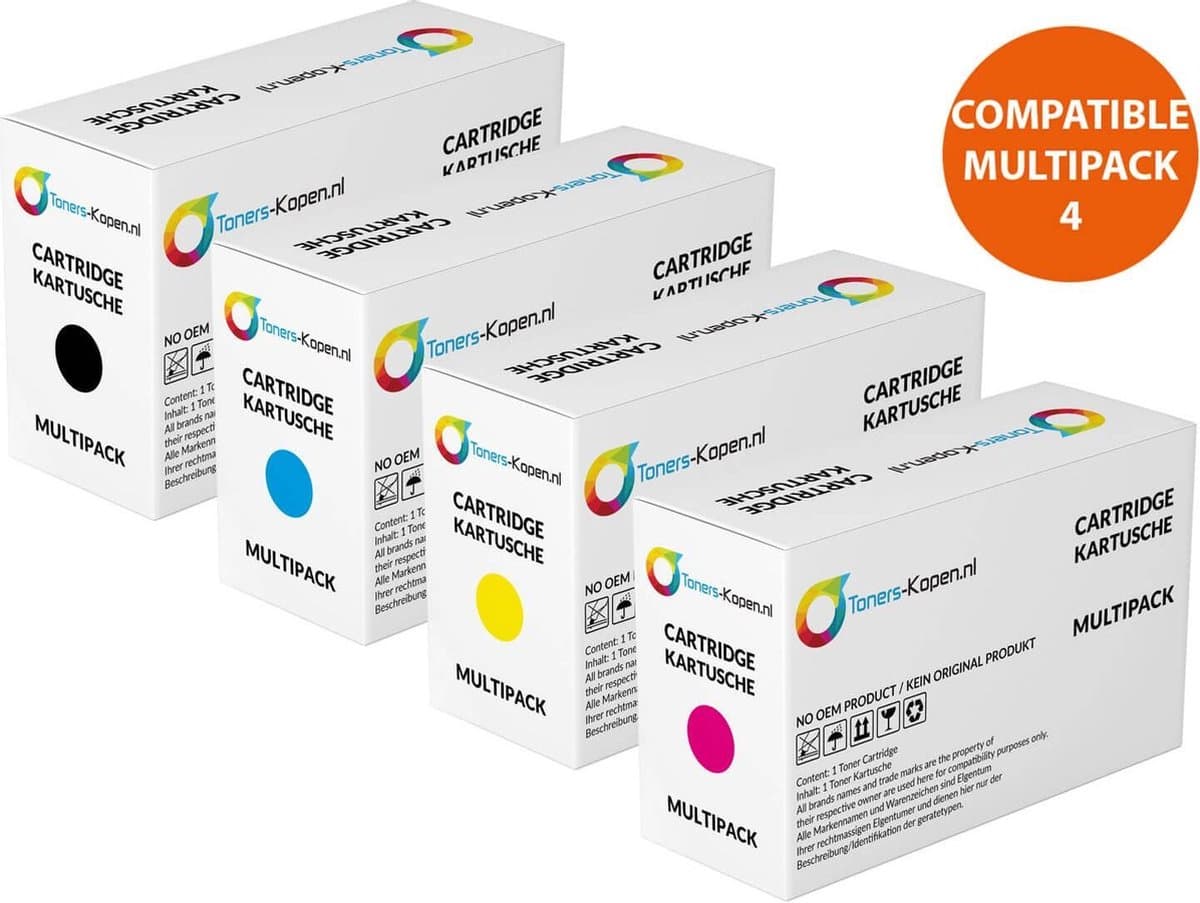 Kyocera TK-540K TK-540C TK-540M TK-540Y - Toner Set 4x Huismerk - Zwart 5000 Pagina's, Cyaan/Magenta/Geel 4000 Pagina's - TK-540K compatible TK-540K alternatief - FS-C5100DN - Kyocera toner - Kyocera