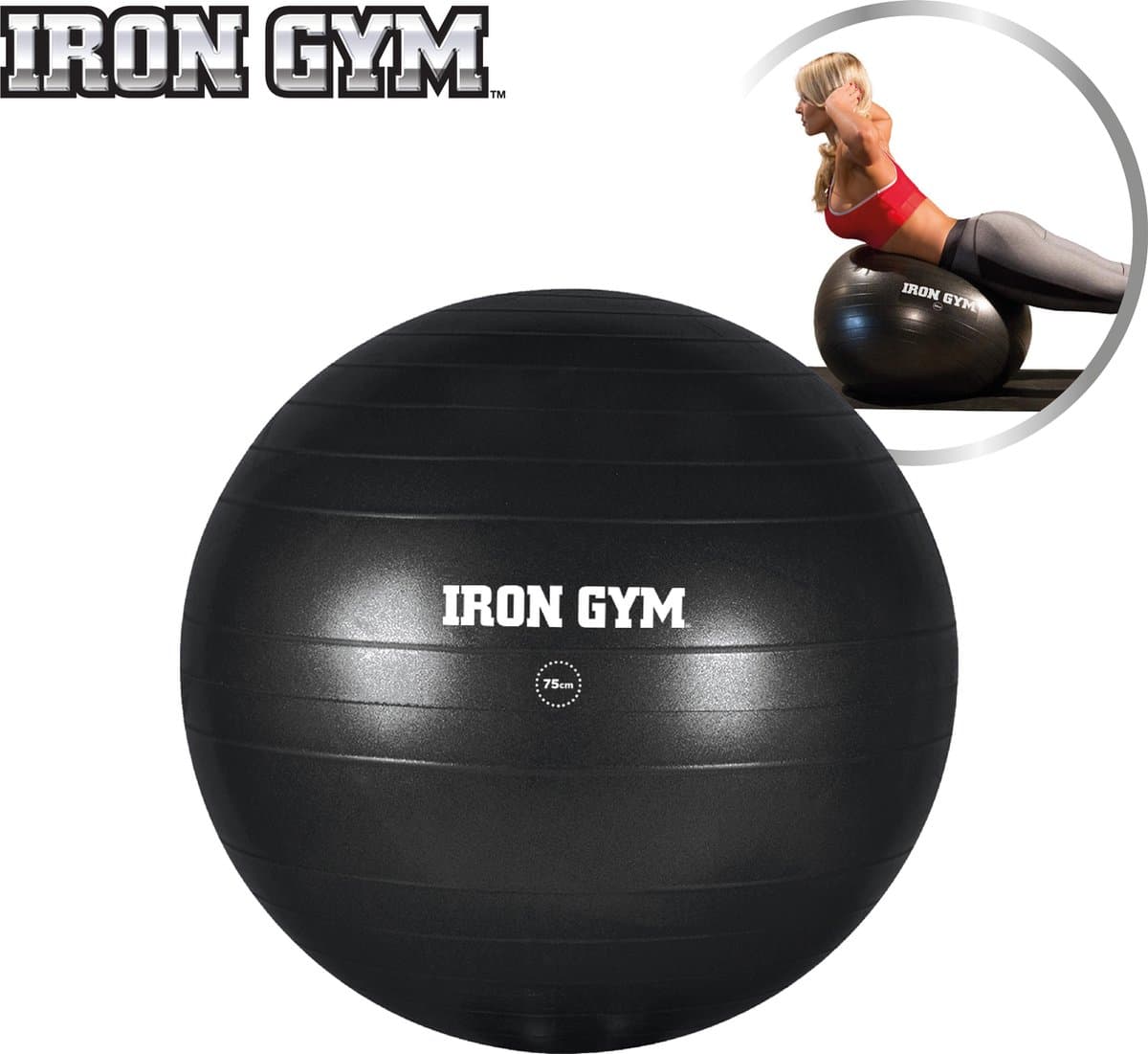 Iron Gym exercise ball – fitnessbal voor stabiliteitstraining – 75 cm – incl.pomp