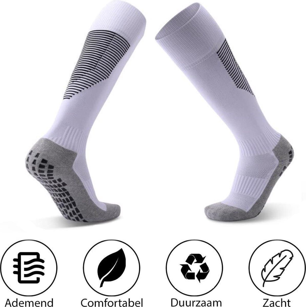 MyStand® Gripsokken Hoog Voetbal Sport Grip Sokken Hoog Anti Blaren Unisex One Size - Wit