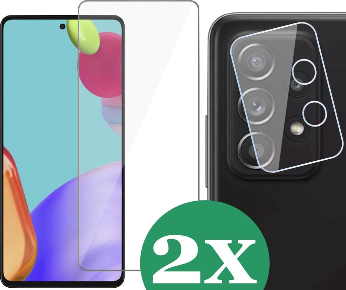 2x Screenprotector geschikt voor Samsung Galaxy A52 / A52s - 2x Camera Screen Protector Glas