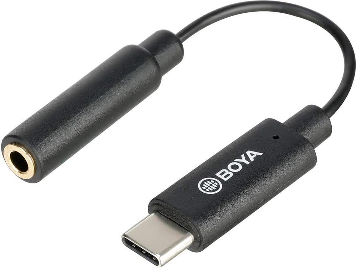 BOYA BY-K4 audio kabel 3.5mm USB Type-C Zwart