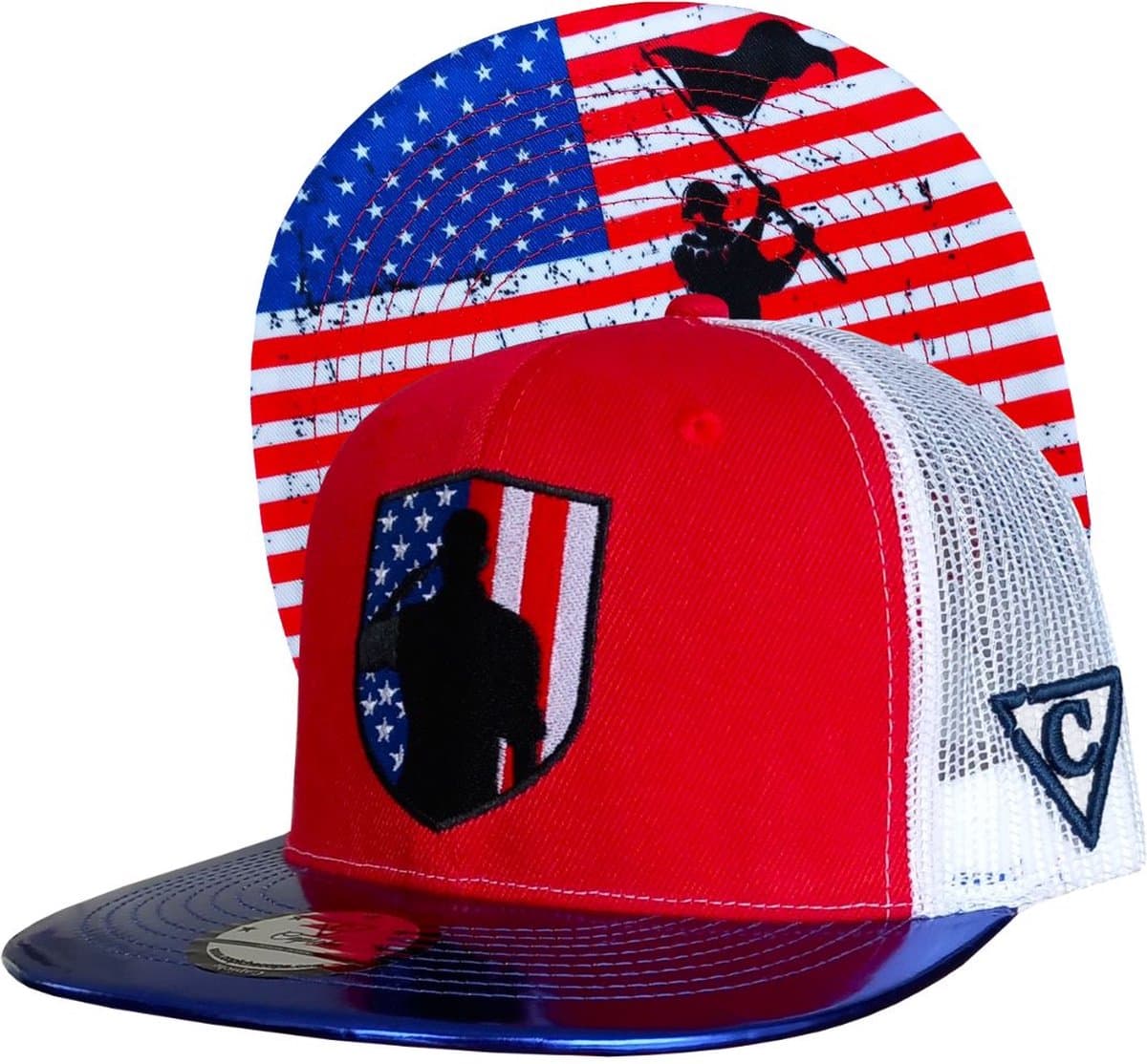Capiche® Trucker Snapback Pet Heren – 4th of July – 4 Juli in Amerika – Rood & Wit & Blauw Metallic – Verstelbaar met Druksluiting – Sportcap – Trucker Baseball Cap – Amerikaanse Onafhankelijkheidsdag
