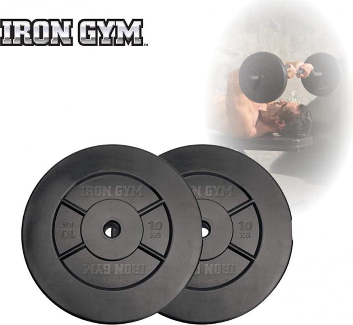 Iron Gym Halterschijven 2 x 10 kg Ø 25 mm - Haltergewichten - Plate Set - Barbell gewichten