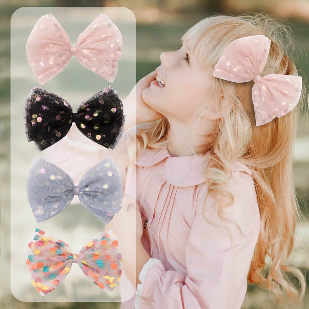Meisjes Haaraccessoires Set – 6-delige Set met Strikjes, Haarclips & Elastiekjes Kleurrijke Haarspeldjes voor Kinderen – Cadeauverpakking