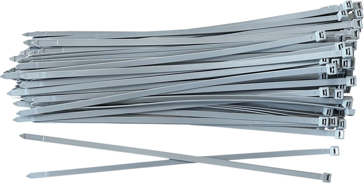 Kortpack - Kabelbinders/ Tyraps - 300mm lang x 4.8mm breed - Grijs - 1000 stuks - Treksterkte: 22.2kg - Bundeldiameter: 76mm - (099.0434)