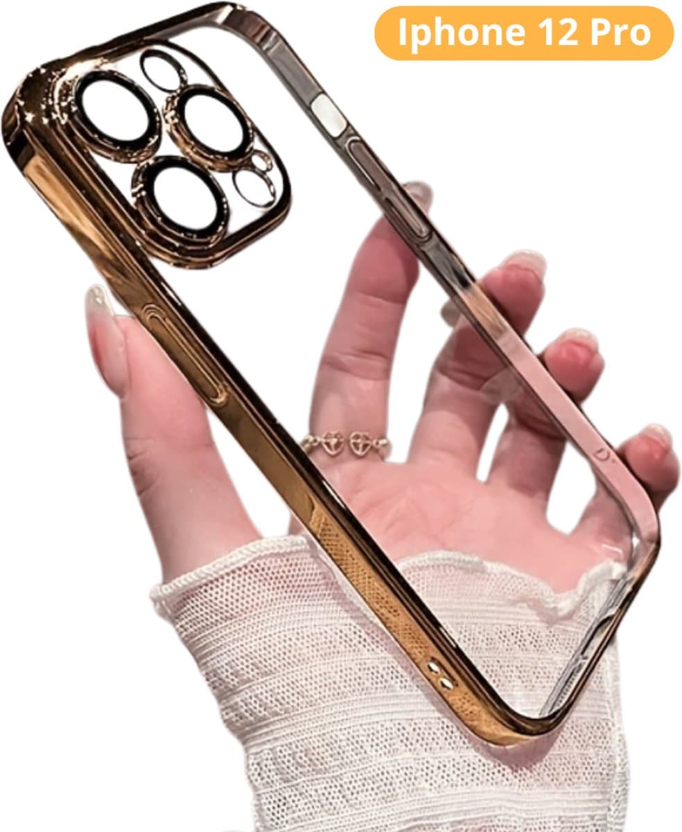 Livano Telefoon Hoesje - Telefoonhoesjes - Phone Case - Shockproof - Premium Protection - Geschikt Voor iPhone 12 Pro - Goud