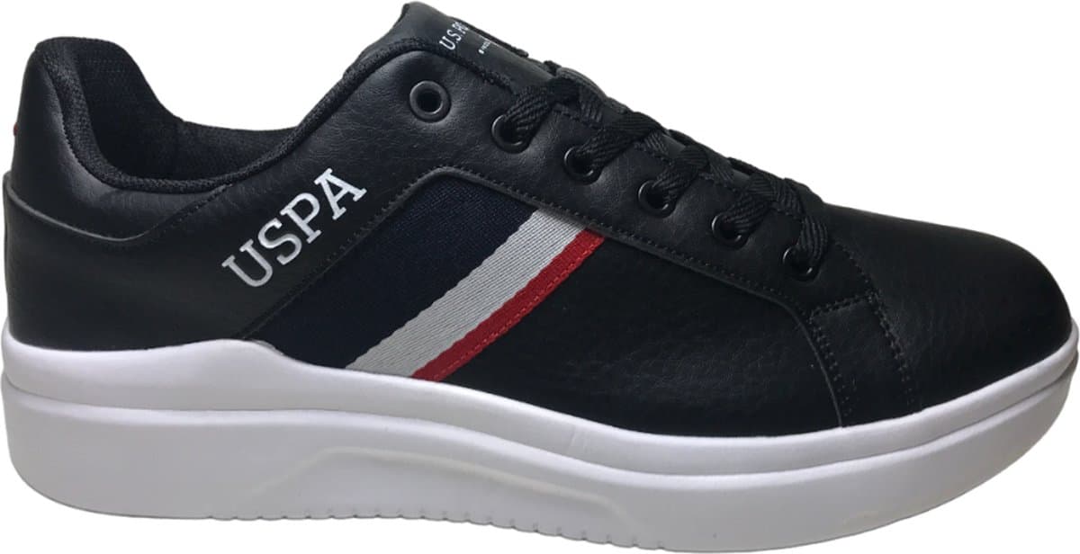 U.S. Polo Assn. - Camel- Mt 42 - Sportieve veter sneakers - zwart/wit