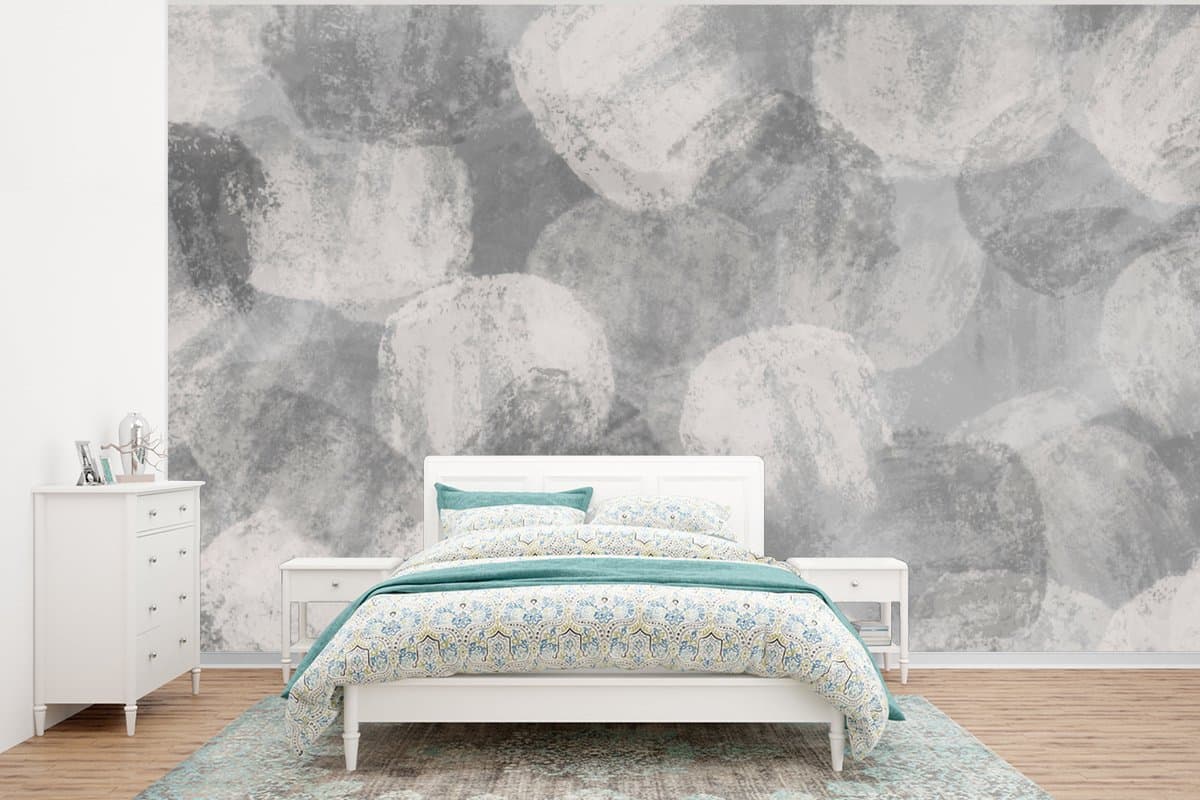 Behang - Fotobehang Abstract - Verf - Grijs - Schilderij - Breedte 320 cm x hoogte 240 cm - Behangpapier