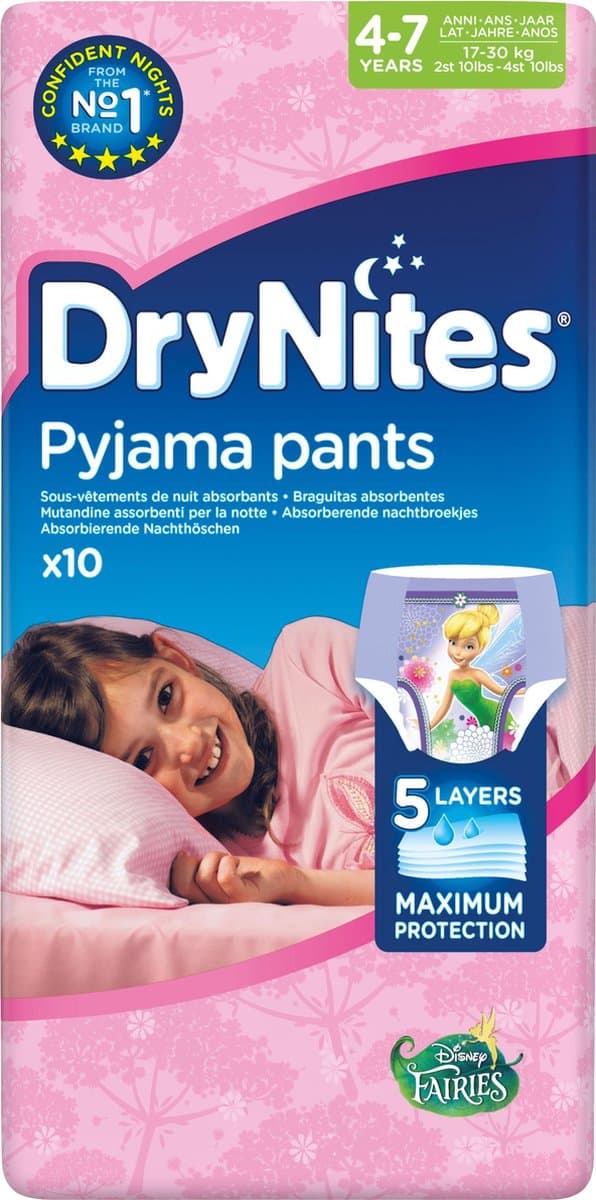 Huggies DryNites pyjama pants 4-7 jaar, 17-30 kg, 10 stuks