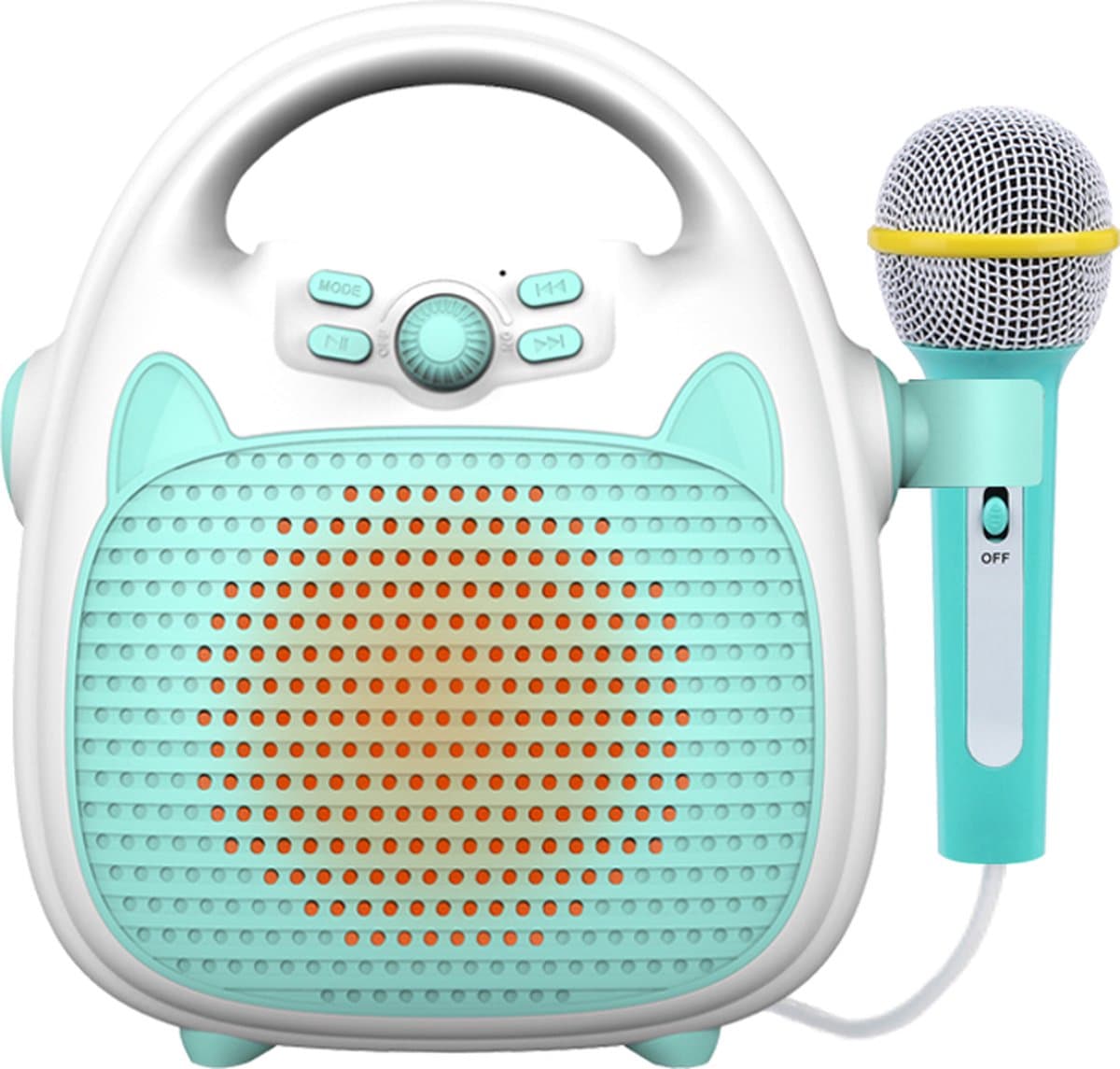 Woegel karaoke set – met bluetooth, usb en TF-kaart – oplaadbare accu – met led disco – voor kinderen – appelblauwzeegroen