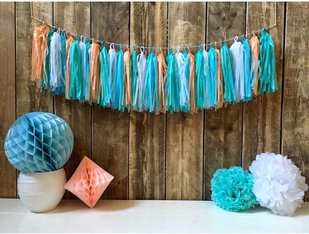 Kwast tassel slinger - 4x - 5 meter - pastel - 30 tassels - DIY - zelf in elkaar zetten - feest slingers