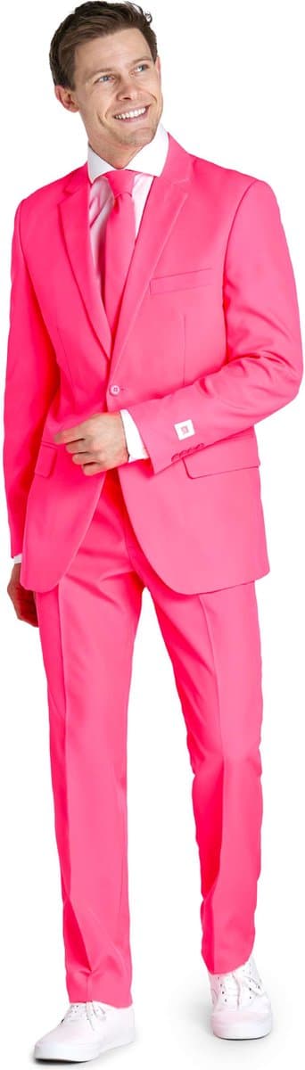 OppoSuits Neon Pink Power - Heren Pak - Carnavalskleding - Neon Roze - Thema Feest - Maat 60