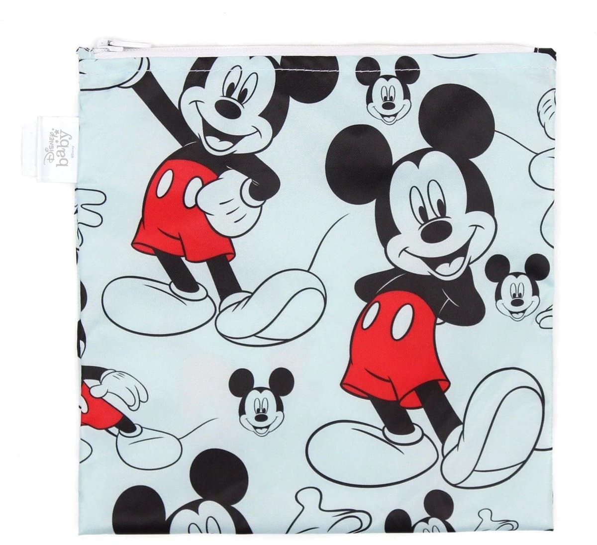 Bumkins Disney Mickey Mouse Snack Bag - Herbruikbaar Snackzakje met Rits - Large - 18 x 18 cm - Waterdicht Boterhamzakje en Lunchzakje - Vaatwasser- en Machinewasbaar - BPA- en PVC-vrij - Blue Lichtblauw