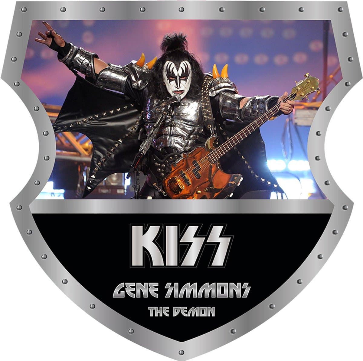 Signs USA - Muziek schild - boven recht - met Logo onder - Gene Simmons - 40 x 40 cm