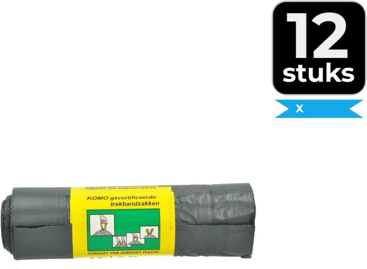 KOMO Afvalzakken met trekband - 60 l - 180 stuks