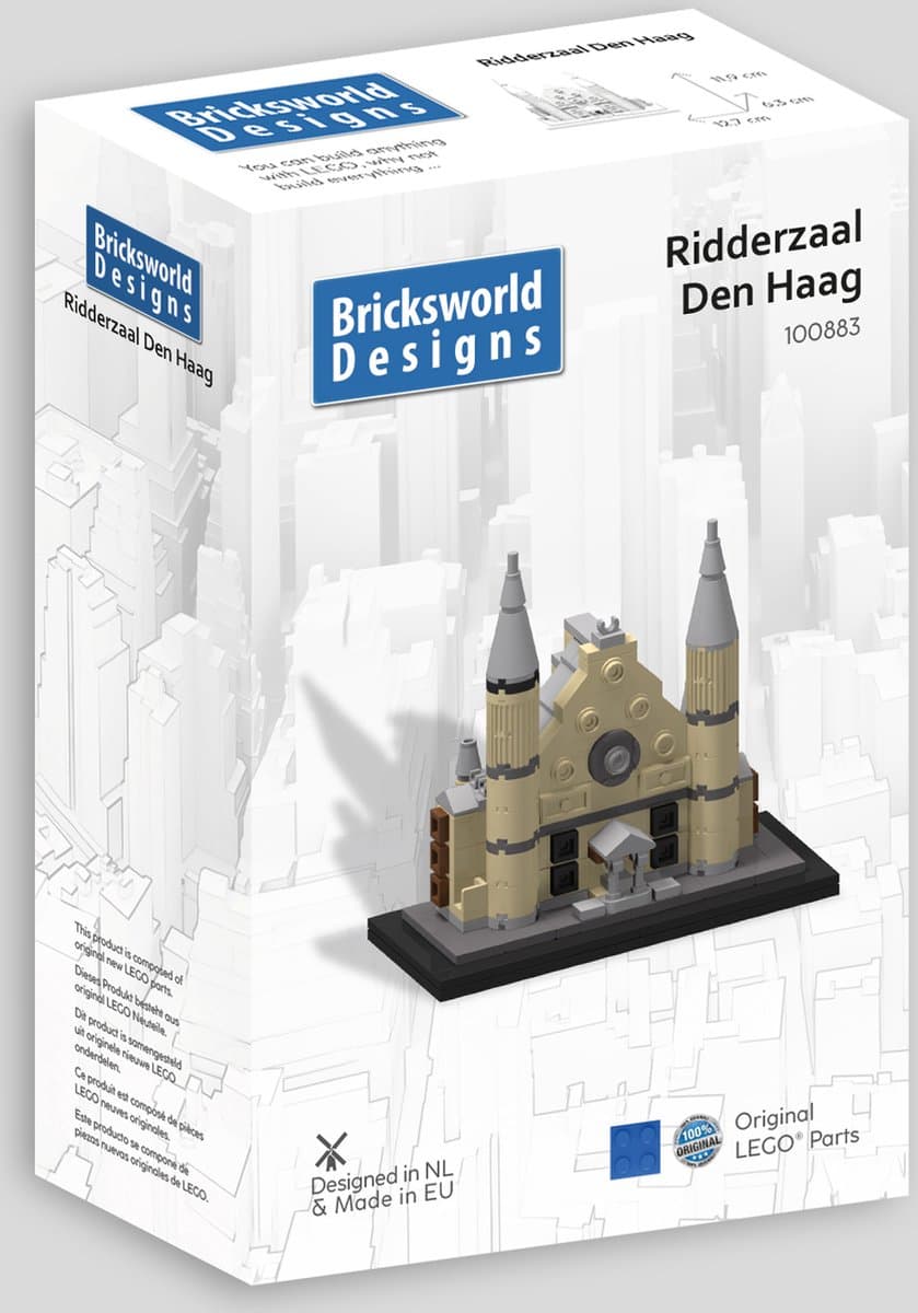 Bricksworld BOC-ARC-RID Architectuur Landmark Den Haag Ridderzaal. Samengesteld uit originele nieuwe LEGO® onderdelen.