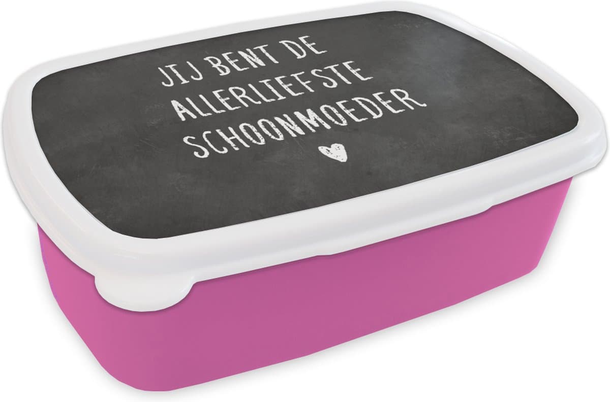 Broodtrommel Roze - Lunchbox - Brooddoos - Spreuken - Quotes - Jij bent de allerliefste schoonmoeder - Schoonmoeder - 18x12x6 cm - Kinderen - Meisje