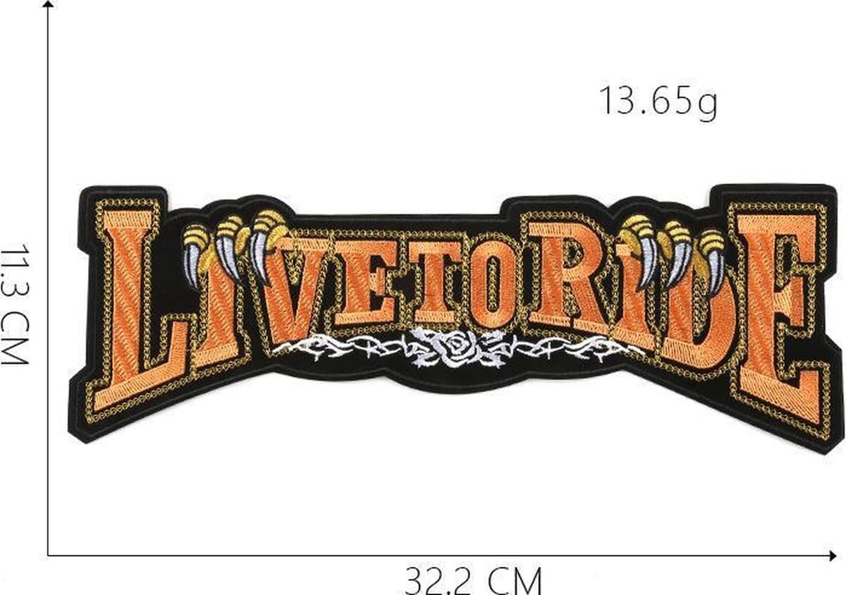 "Live to ride" 1 -stof & strijk applicatie