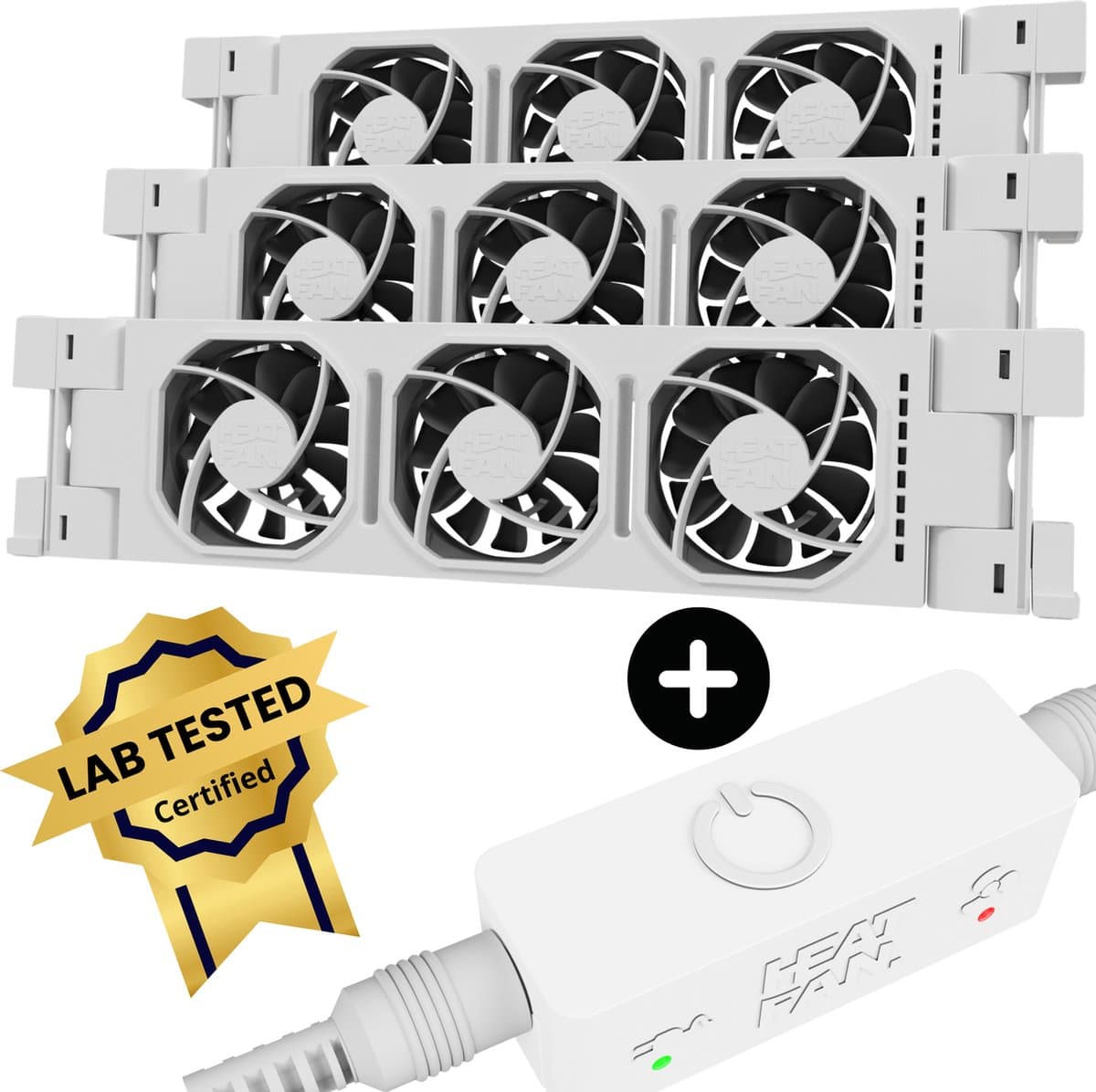 Heatfan 3 Trio set - Radiator Ventilator met Touch Sensor - Universele Maat - Zonder Geluid - Geschikt voor radiator 110 tot 170cm - Wit