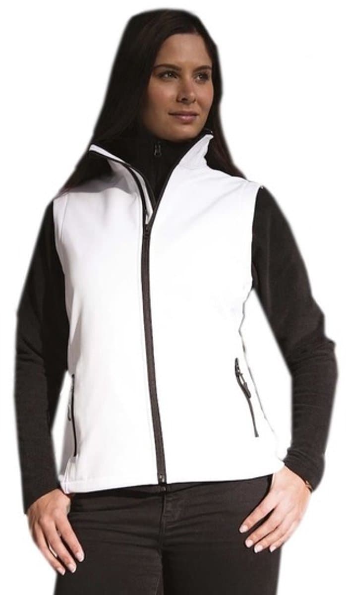 Softshell casual bodywarmer wit voor dames - Outdoorkleding wandelen/zeilen - Mouwloze vesten M