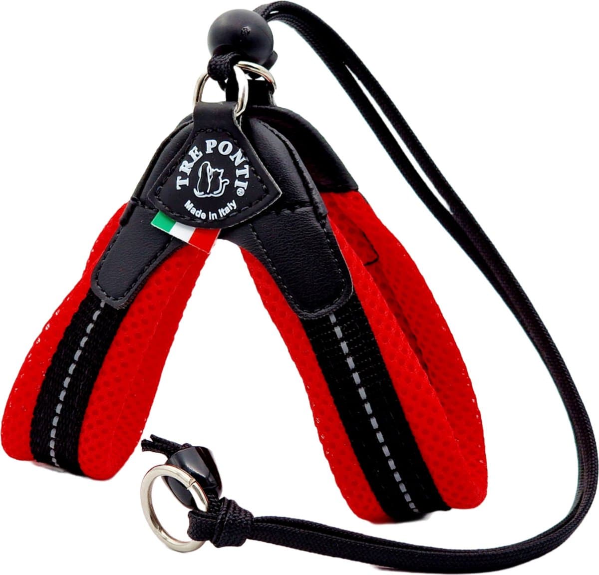 Tre Ponti Liberta Hondentuig Mesh Rood&Reflectie - Hondenharnas - 41-51 Cm Tot 7 Kg