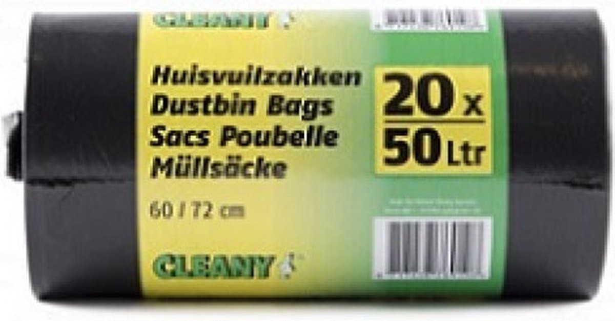 Cleany - Vuilniszakken - 50 Liter - 60/72cm - 15st