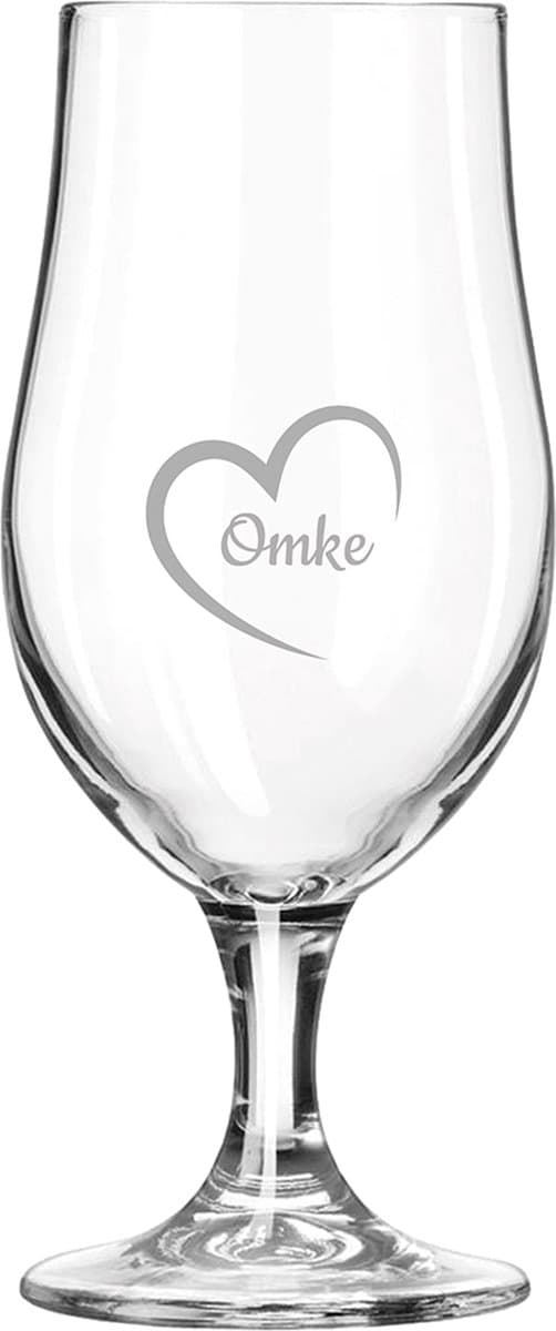 Gegraveerde bierglas op voet 49cl Omke mei hert