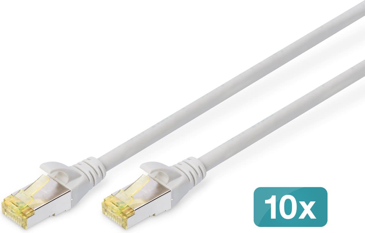 Digitus DK-1644-A-005-10 RJ45 Netwerkkabel, patchkabel CAT 6A S/FTP 0.50 m Grijs 1 stuk(s)