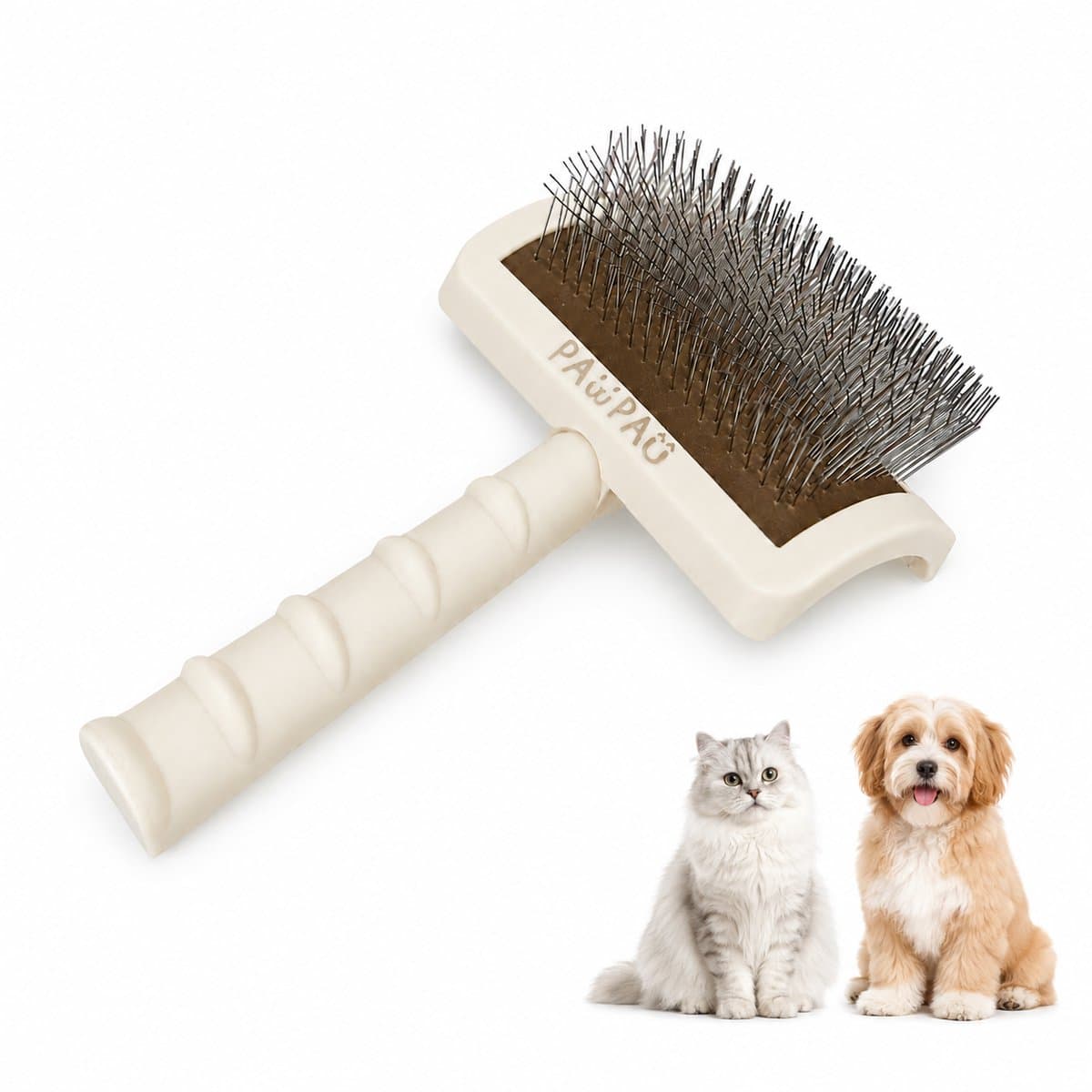 Kattenborstel en Hondenborstel – Slickerborstel voor Hond en Kat – 18 mm Lange RVS Pinnen – Voor Langharige Vacht – Verwijdert Losse Haren en Klitten